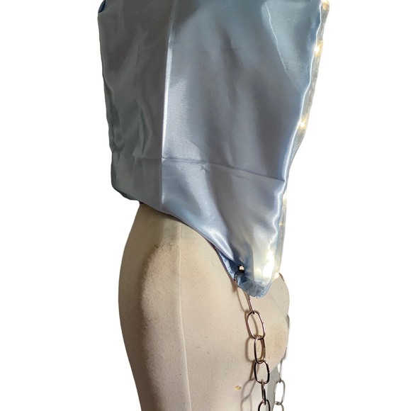 Handmade Light Up Blue & Silver Rave Festival Hood With Silver Chain - Picture 9 of 10